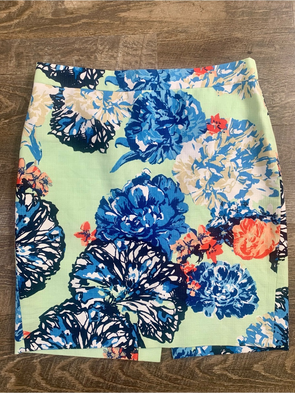 JCrew Floral  Print Pencil Skirt in Mint and Blue